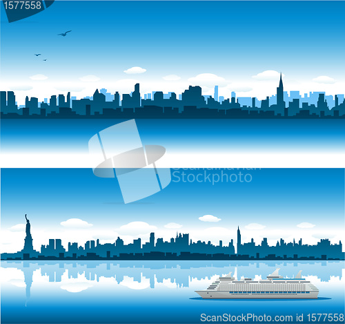 Image of City landscape reflection on water
