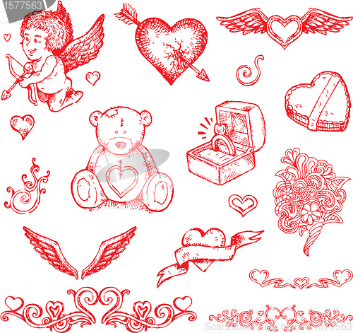 Image of Valentine's day hand drawn elements