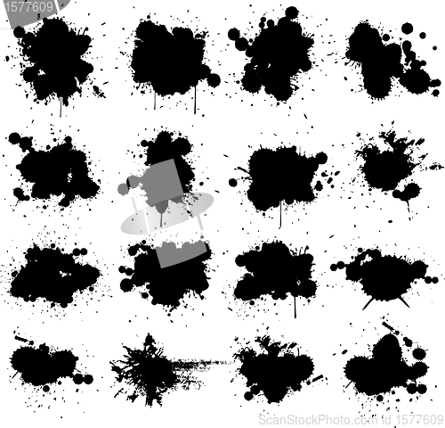 Image of Black ink splat isolated on white collection set