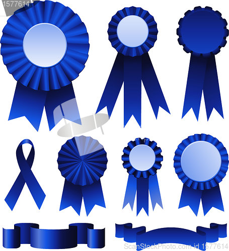 Image of Blue ribbons award isolated on white