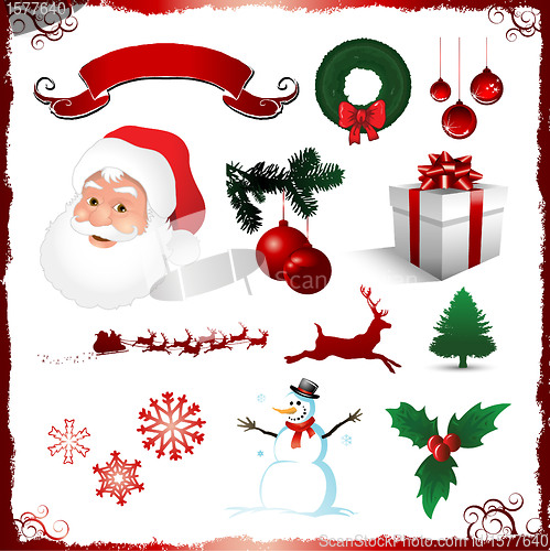 Image of Vector Christmas elements isolated on white