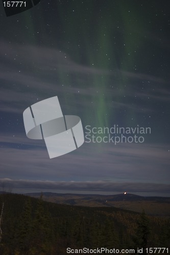 Image of Barely visible aurora in cloudy sky