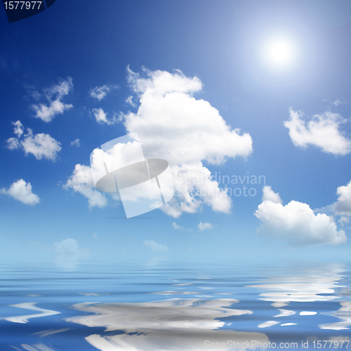 Image of blue sky and ocean