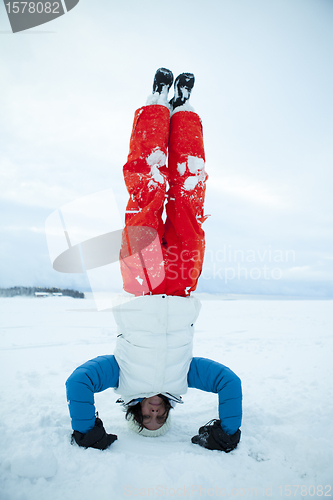Image of Headstand in winter