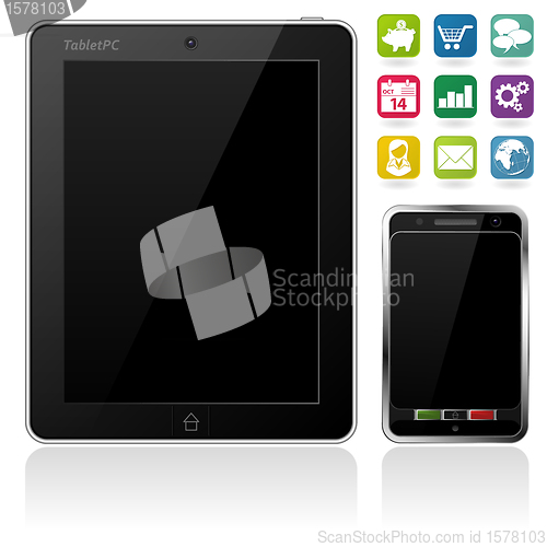 Image of Tablet PC and Mobile Phone