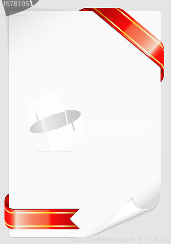 Image of Sheet of white paper with Ribbon