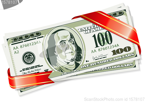 Image of Dollar Bills with Ribbon