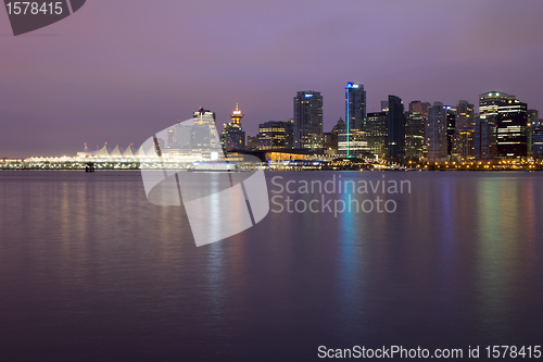 Image of Vancouver BC City Skyline at Dawn