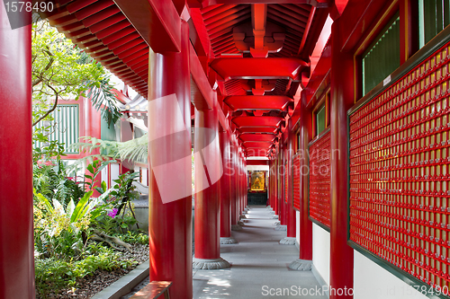 Image of Chinese Buddhist Temple Outside Corridor 