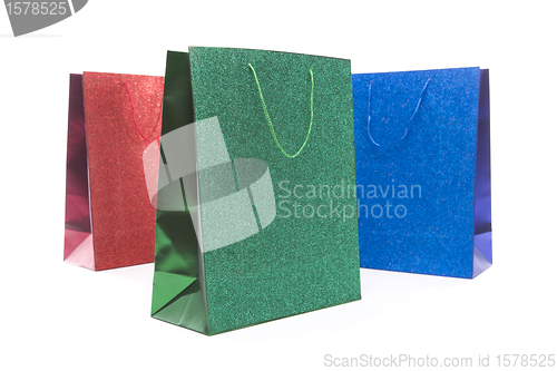 Image of Set of Three Multicolored Glitter Gift Bags