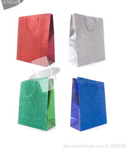 Image of Set of Four Multicolored Glitter Gift Bags