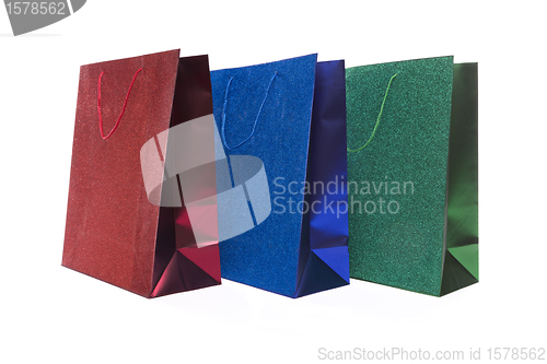 Image of Set of Three Multicolored Glitter Gift Bags