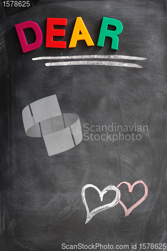 Image of Word of Dear with hearts