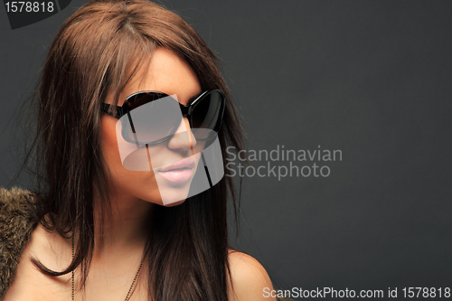 Image of beautiful long hair brunette woman portrait