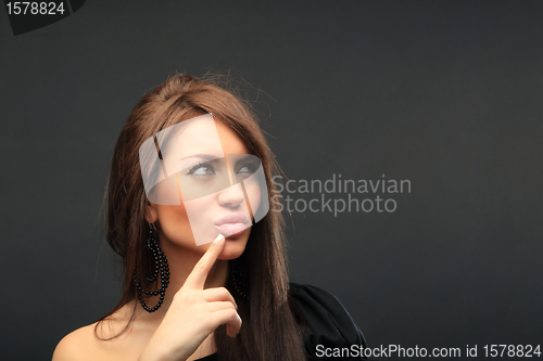 Image of beautiful long hair brunette woman portrait
