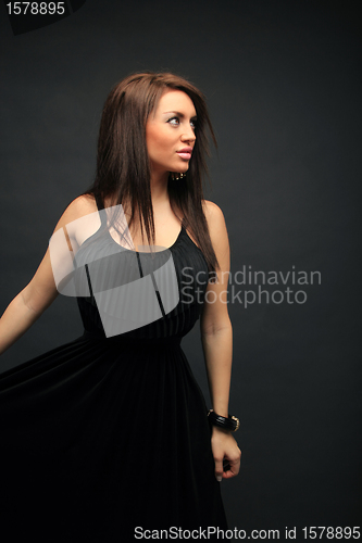 Image of beautiful long hair brunette woman portrait