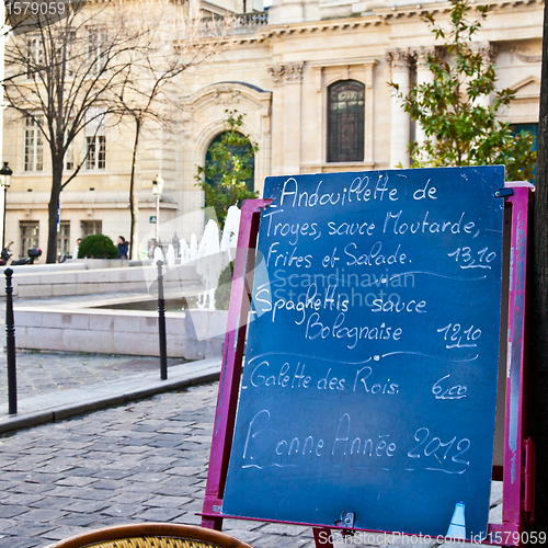 Image of Paris - Menu in a restaurant