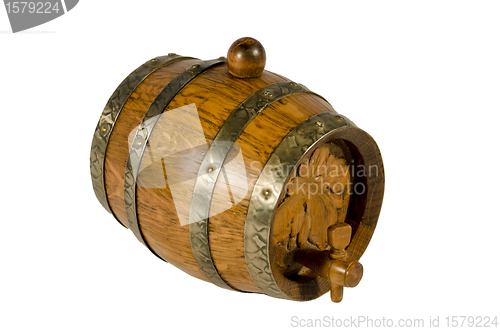 Image of Old wooden wine barrel isolated