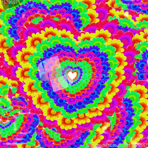 Image of colorful hearts and flowers background