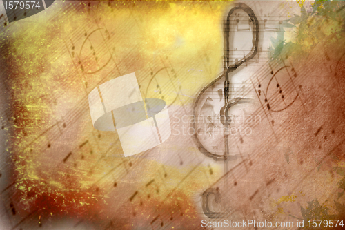 Image of grunge treble clef musical poster 