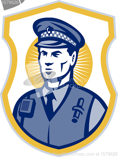 Image of Security Guard Policeman Officer With Shield