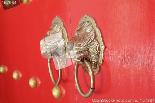 Image of Door handles at Chinese temple
