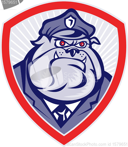 Image of Cartoon Police Dog Watchdog Bulldog Shield