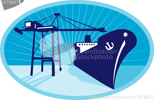 Image of Container Boom Crane Loading Ship Boat 