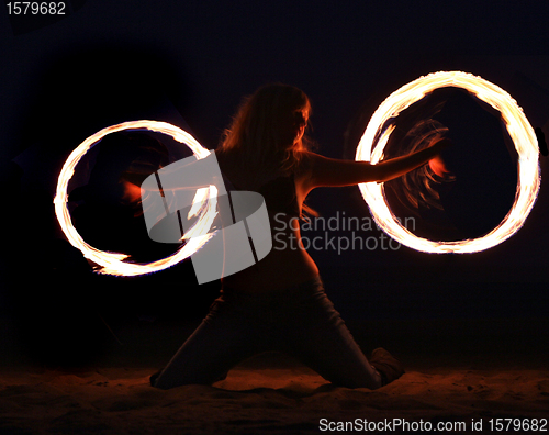 Image of Fire Dance on the Beach at Night