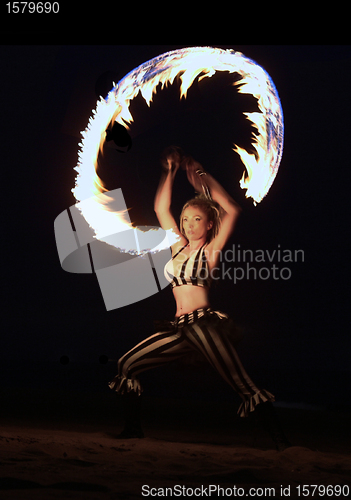 Image of Fire Dance on the Beach at Night