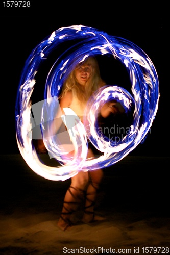 Image of Fire Dance on the Beach at Night