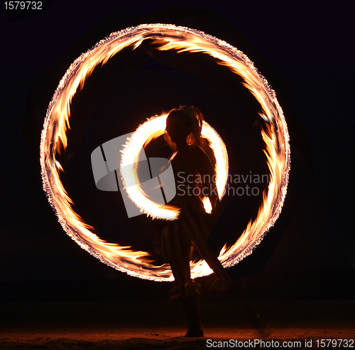 Image of Fire Dance on the Beach at Night