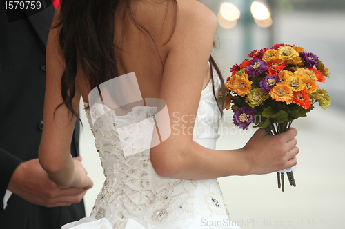 Image of Young Wedding Couple Outdoors