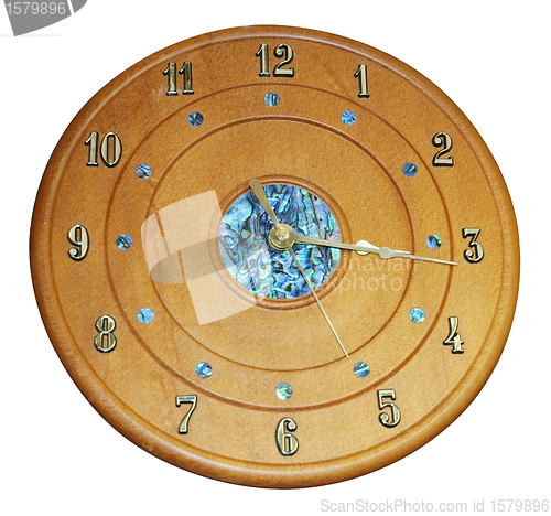 Image of Wooden Clock with Paua Inlay