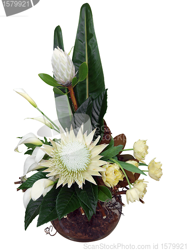 Image of Bouquet of Flowers in Round Bowl