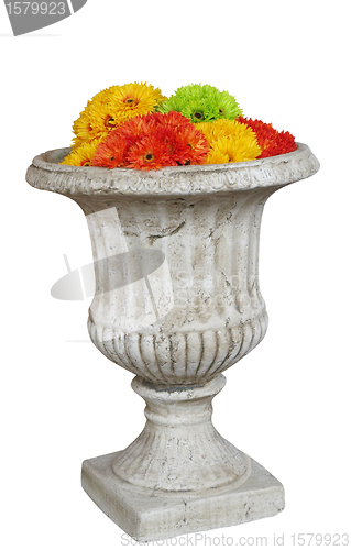 Image of Large Pot with Artificial Flowers