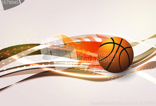 Image of Vector basketball with wave background