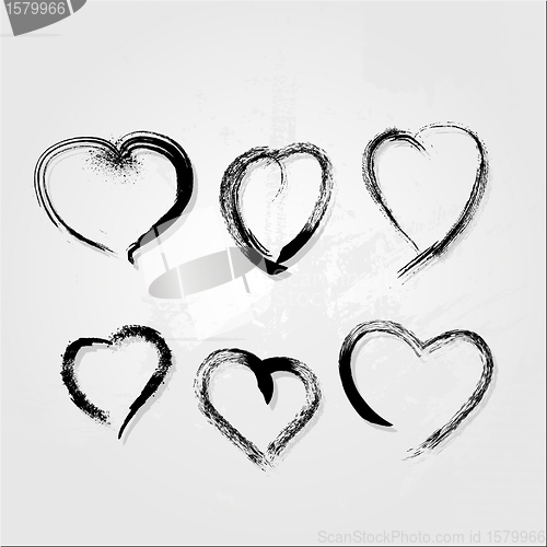 Image of set of scribble hearts