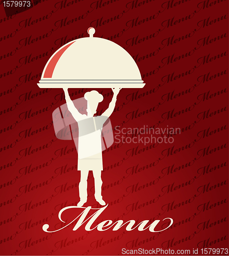 Image of Restaurant menu design. With the silhouette  cook chef