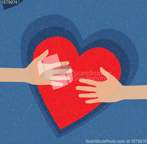 Image of hands holding the heart. charity