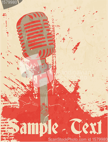 Image of grunge concert poster with microphone