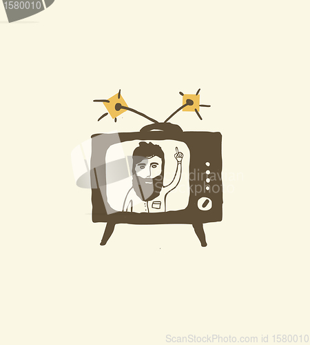 Image of bearded man newscast presenter