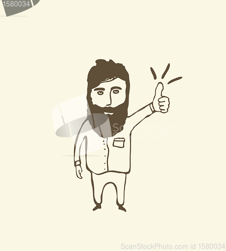 Image of bearded  man showing thumb up