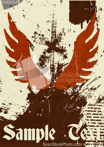 Image of Abstract pattern for design. Retro Poster with wings