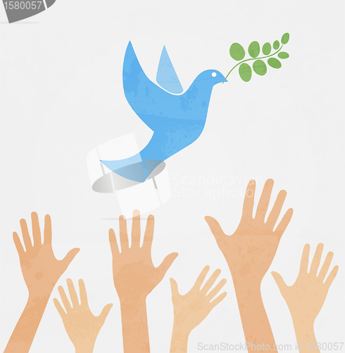 Image of hands releasing white dove of peace.