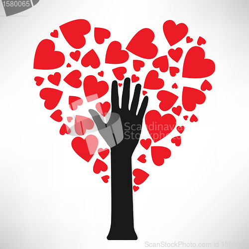 Image of stylized love tree made of hearts