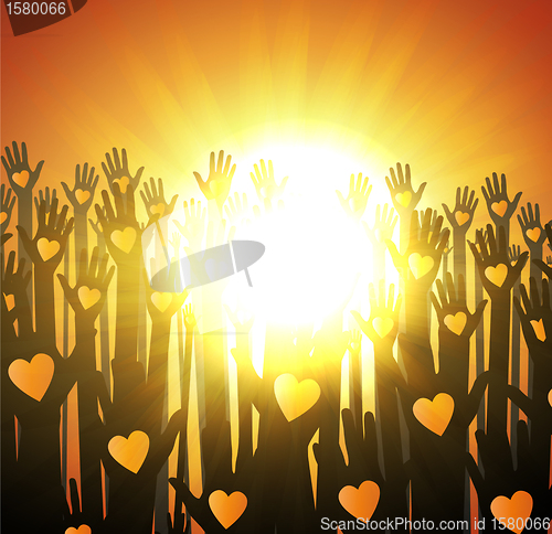 Image of Loving hands design. sunset