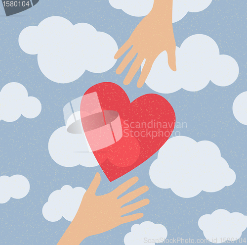 Image of hands holding the heart. charity