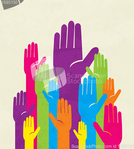 Image of colorful up hand. concept of democracy