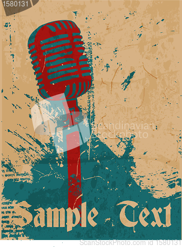 Image of grunge concert poster with microphone